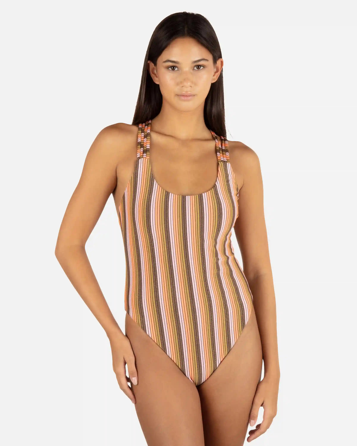 Sunset Shine Stripe Moderate Crossback One Piece