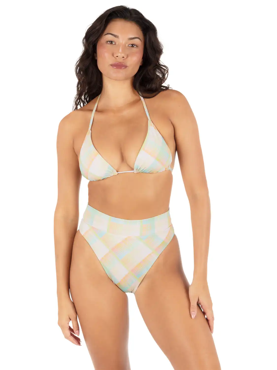 Vacay Plaid Cheeky High Waist Bottom