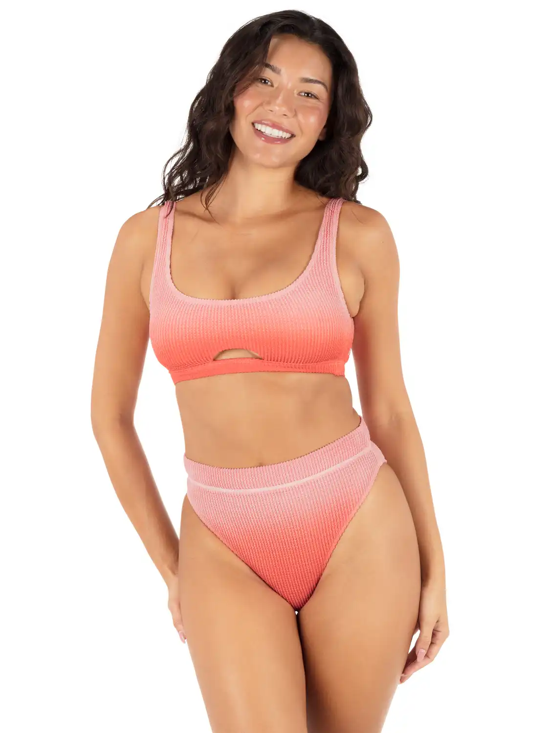 Ombre Scrunch Scoop Neck Top