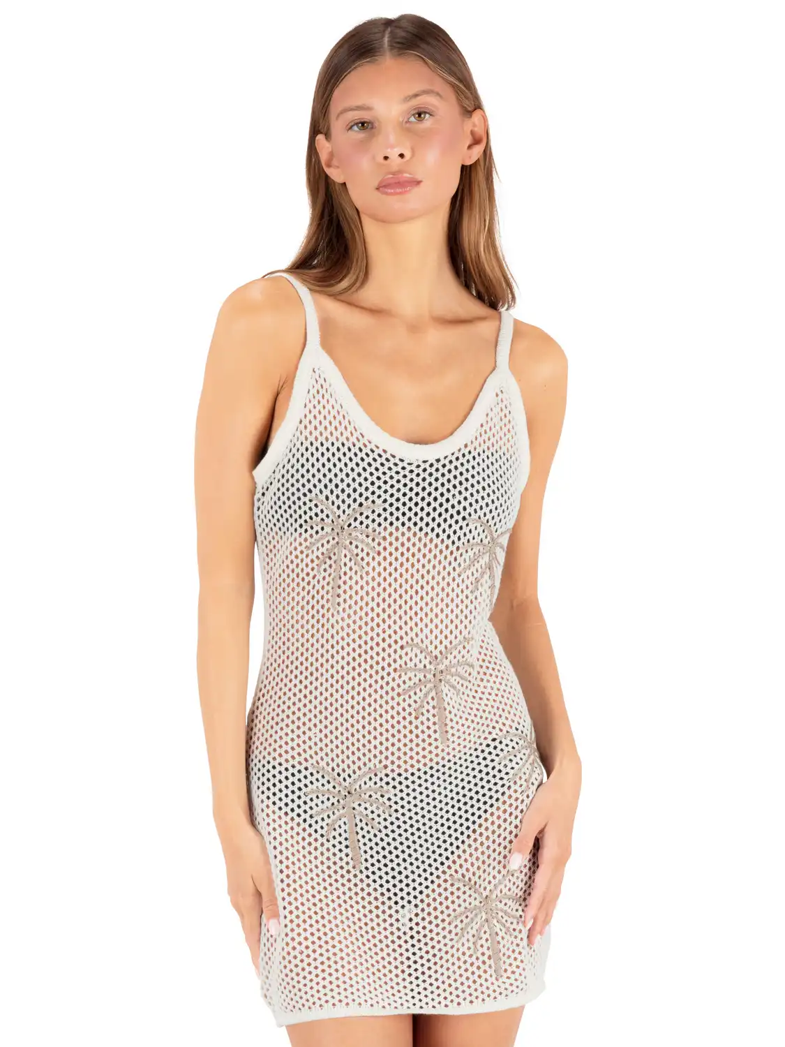 Embroidered Crochet Mini Dress